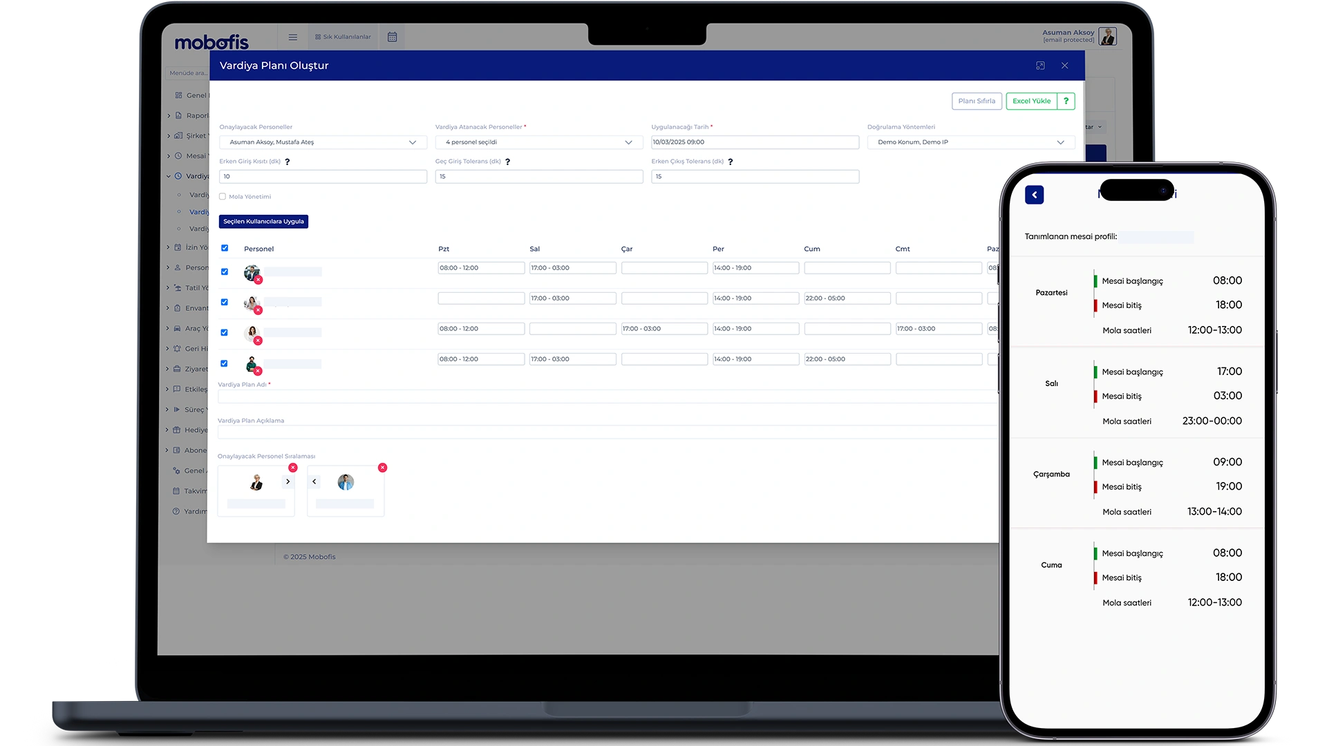 Mobofis Vardiya (shift) yönetimi